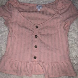 Peach frilly shirt